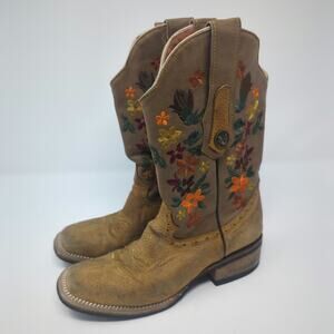 Verthali Tan Rodeo Boot with Flowers Womens Size 6